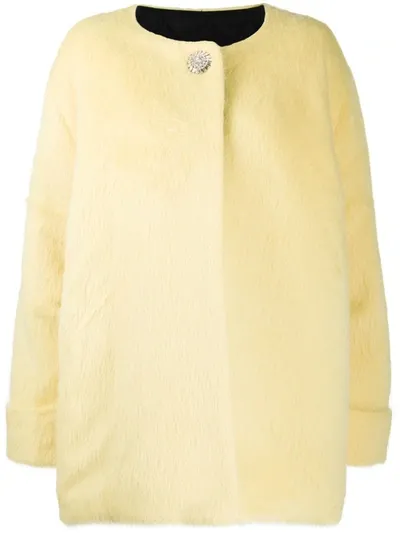 Alexandre Vauthier Oversized Wool Coat In Yellow