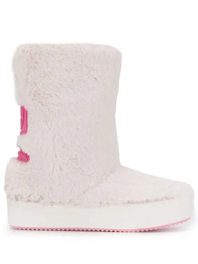 Chiara Ferragni Faux Fur Platform Boots In White