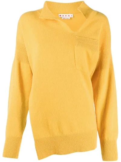 Marni Asymmetric Wool Jumper In Yellow