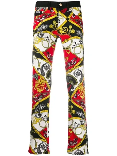 Versace Jeans Couture Baroque Print Trousers In Black