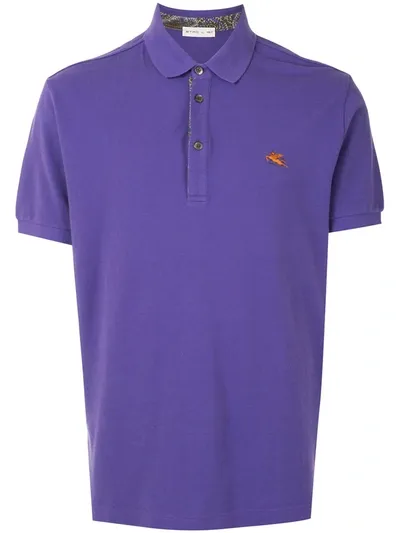 Etro Logo Embroidered Polo Shirt In Purple