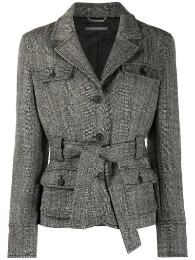 Alberta Ferretti Belted Safari Jacket In Grey