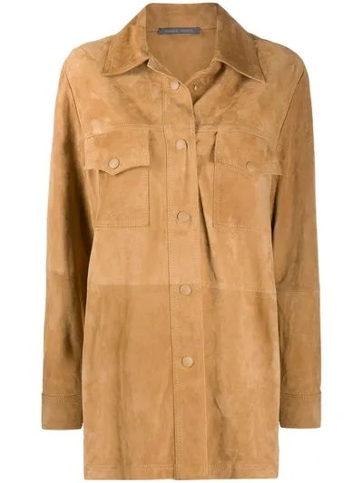 Alberta Ferretti Panelled Leather Jacket In Neutrals