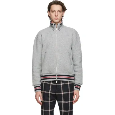 Thom Browne Grey Wool Piqué Funnel Zip-up Jacket