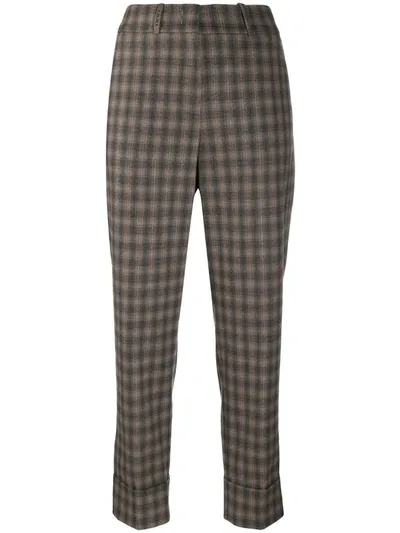 Peserico Pantaloni Marroni Check Elast In Neutrals