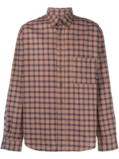 Paccbet Check-print Long-sleeve Shirt In Brown