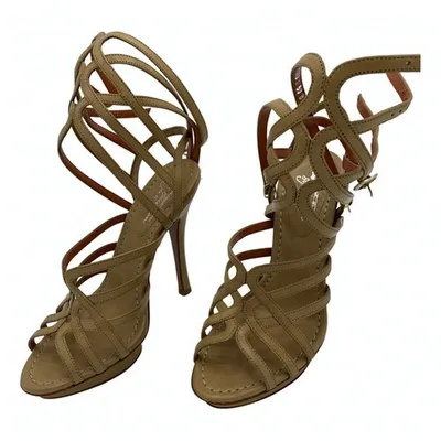 Pre-owned Santoni Leather Sandal In Camel