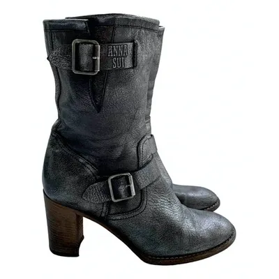 Pre-owned Anna Sui Leather Boots In Silver