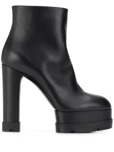 Casadei Platform Ankle Boots In Black