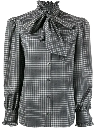 Alberta Ferretti Pussy-bow Shirt In Grey