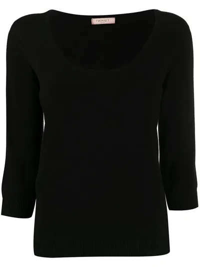 Twinset Scoop Neck Top In Black