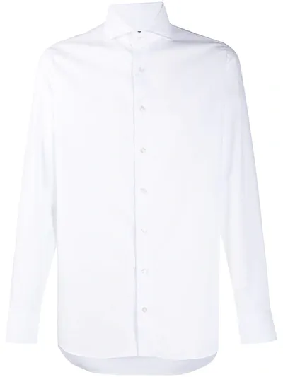 Lardini Pointed Collar Cotton Shirt In White