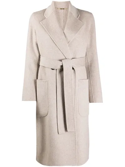 Seventy Belted Longline Coat In Neutrals