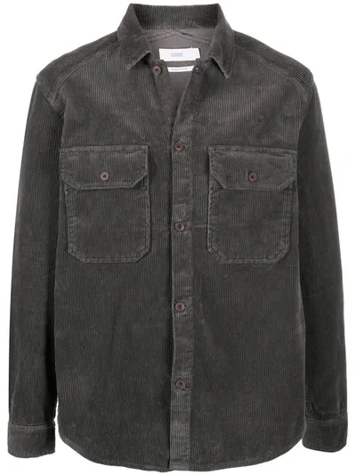 Closed Chest Pockets Corduroy Shirt In Grey