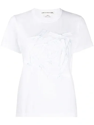 Comme Des Garcons Girl Bow Appliqué T-shirt In White