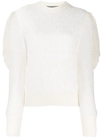 Alberta Ferretti Draped-sleeve Knit Jumper In White