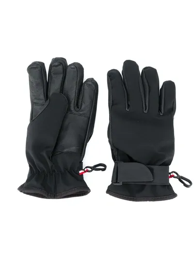 Moncler Kids' Logo Embroidered Gloves In Black