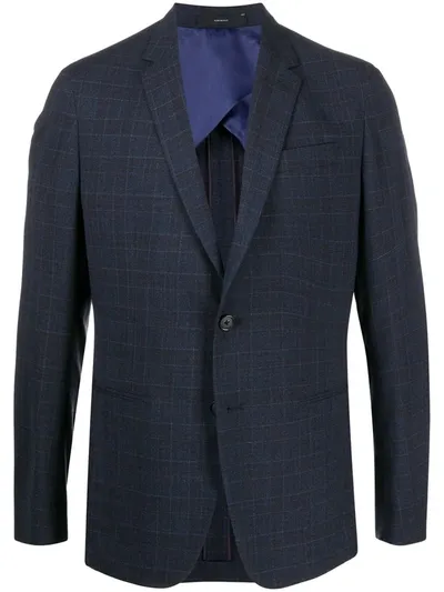 Paul Smith Single-breasted Check Blazer In Blue