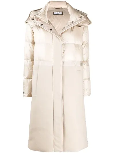 Peserico Felt-panel Quilted Coat In Neutrals