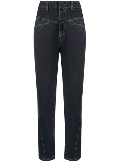 Closed High-waisted Tapered Jeans In Grey