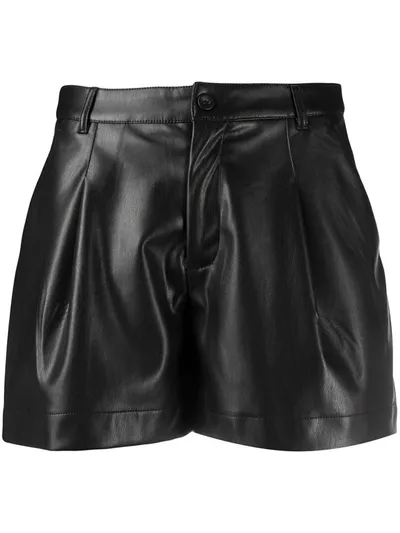 Twinset High-rise Faux-leather Shorts In Black