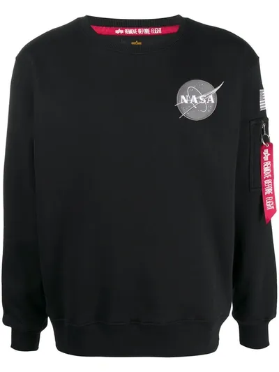 Alpha Industries Nasa Logo Patch Sweatshirt In Black