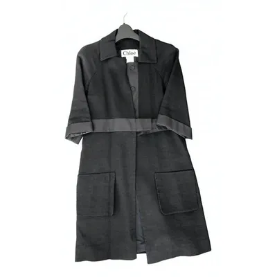 Pre-owned Chloé Linen Coat In Black