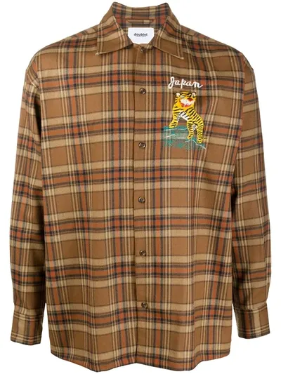 Doublet Tiger-embroidered Checked Shirt In Brown