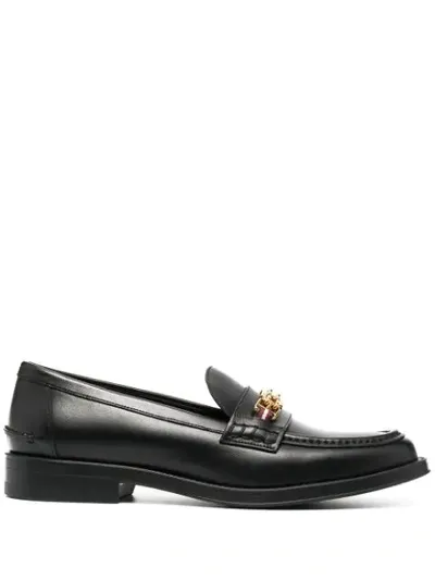 Bally Elodie Chain-embellished Loafers In Black