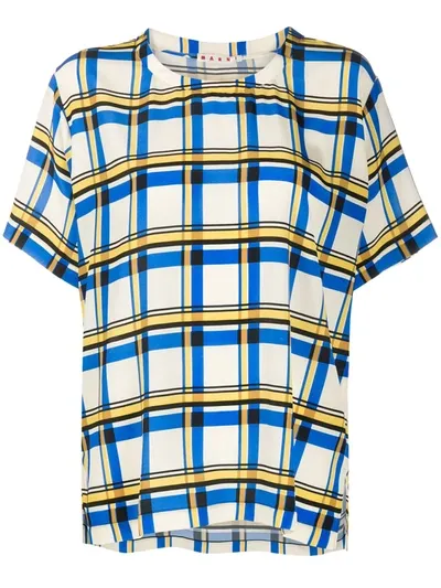 Marni Check Print T-shirt In Neutrals