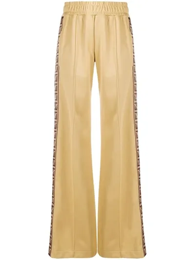 Fendi Zucca Trim Track Pants In Neutrals