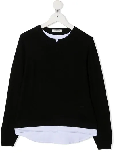 Paolo Pecora Kids' Layered Cotton Jumper In Black