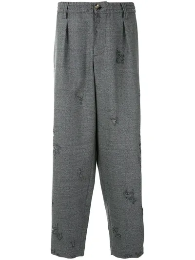 Marni Distressed-effect Straight-leg Trousers In Grey