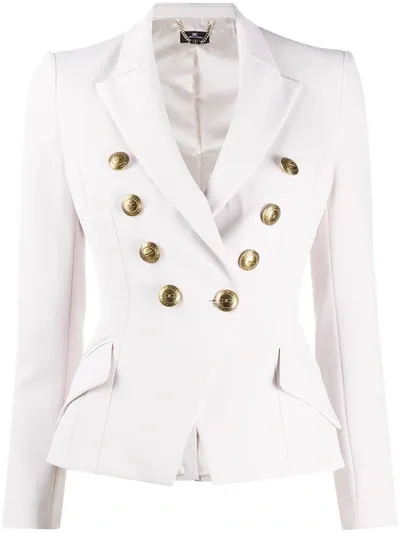 Elisabetta Franchi Fitted Double-breasted Blazer In Neutrals