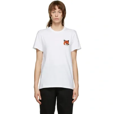 Maison Kitsuné White Velvet Fox Head T-shirt