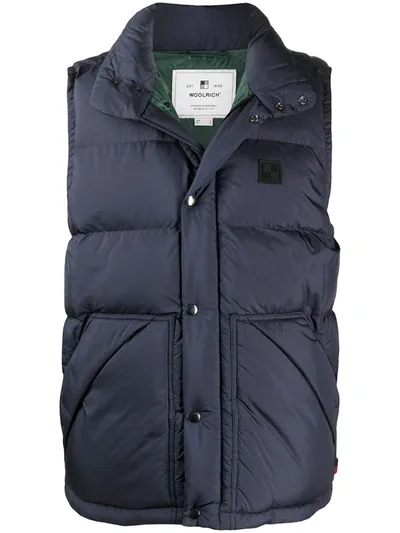 Woolrich Padded Gilet In Blue