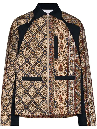 Paria Farzaneh Geometric Print Zip-up Jacket In Blue