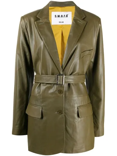 Sword 6.6.44 Lambskin Belted-waist Jacket In Green