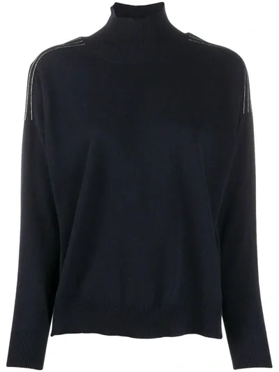 Peserico Embellished Shoulder Jumper In Blue