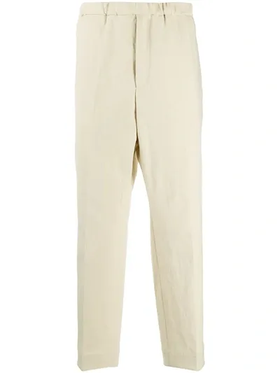 Jil Sander Cropped Elasticated Waist Trousers In Neutrals