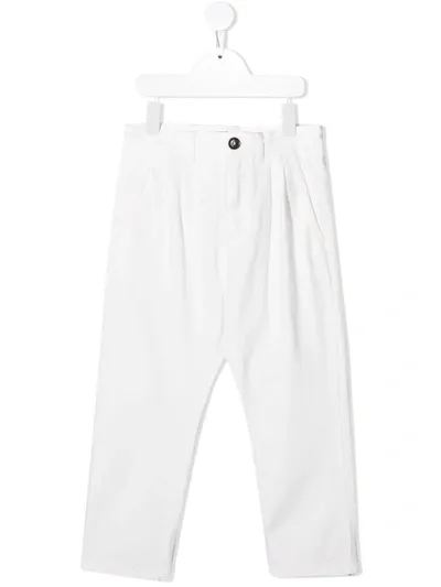 Paolo Pecora Kids' Straight Cotton Chinos In White