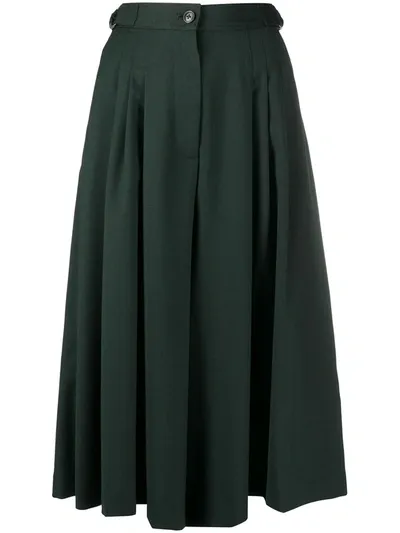 Closed Pleated Midi Skirt In Green