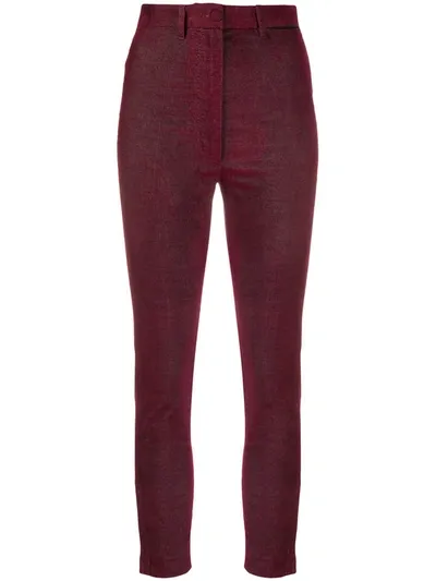 Ann Demeulemeester Cropped Stretch-fit Trousers In Purple