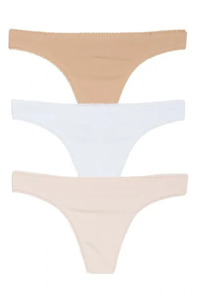 On Gossamer Cabana Cotton Blend Hip-g Thongs, Set Of 3 In Blush Assorted