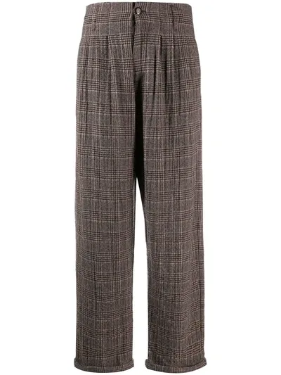 Ymc You Must Create Loose Fit Plaid Trousers In Brown