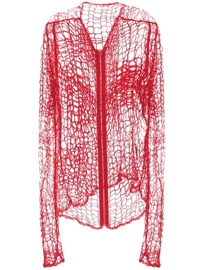 Comme Des Garçons Net Mohair Top In Red