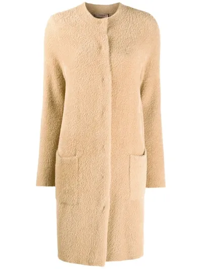 Twinset Single Breasted Coat Crew Neck In Neutrals