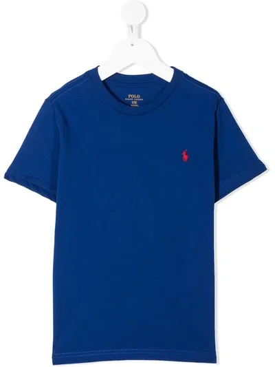 Ralph Lauren Kids' Embroidered Logo T-shirt In Blue