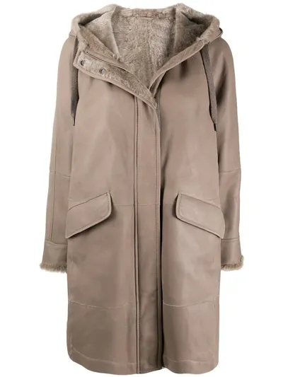 Brunello Cucinelli Shearling-lined Park Coat In Brown