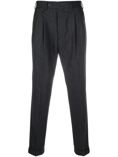 Lardini Pinstripe Woven Slim Trousers In Grey